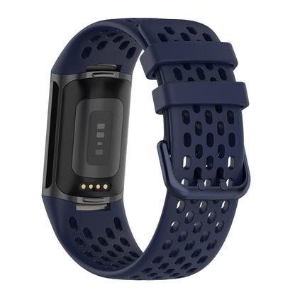 For Fitbit Charge 6 Solid Color Breathable Sports Silicone Watch Band(Dark Blue) - Watch Bands by PMC Jewellery | Online Shopping South Africa | PMC Jewellery | Buy Now Pay Later Mobicred