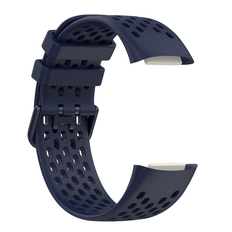 For Fitbit Charge 6 Solid Color Breathable Sports Silicone Watch Band(Dark Blue) - Watch Bands by PMC Jewellery | Online Shopping South Africa | PMC Jewellery | Buy Now Pay Later Mobicred