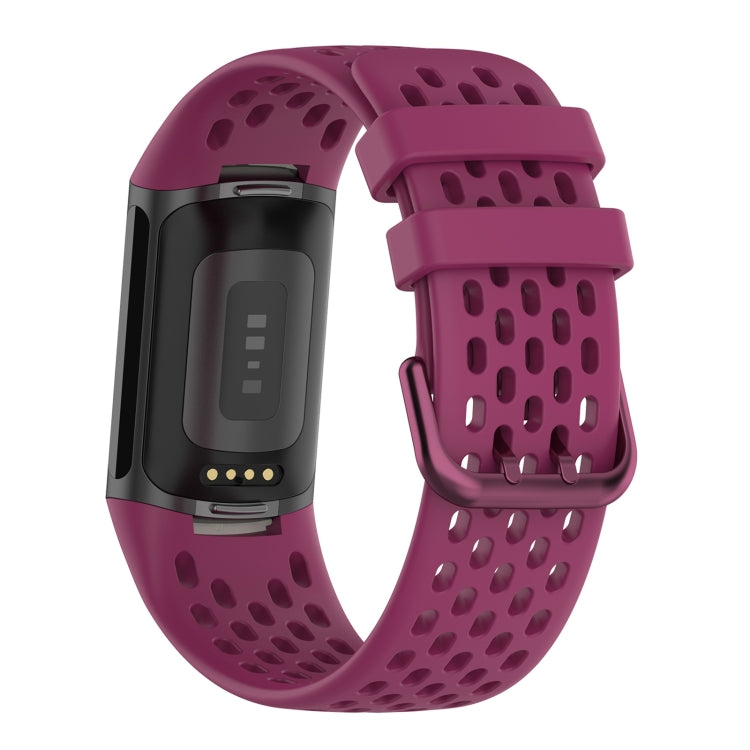 For Fitbit Charge 6 Solid Color Breathable Sports Silicone Watch Band(Wine Red) - Watch Bands by PMC Jewellery | Online Shopping South Africa | PMC Jewellery | Buy Now Pay Later Mobicred