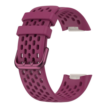 For Fitbit Charge 6 Solid Color Breathable Sports Silicone Watch Band(Wine Red) - Watch Bands by PMC Jewellery | Online Shopping South Africa | PMC Jewellery | Buy Now Pay Later Mobicred