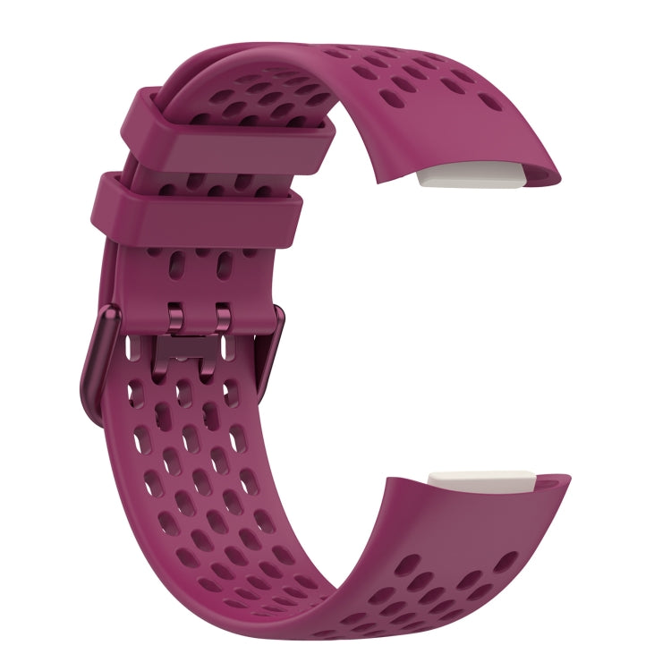 For Fitbit Charge 6 Solid Color Breathable Sports Silicone Watch Band(Wine Red) - Watch Bands by PMC Jewellery | Online Shopping South Africa | PMC Jewellery | Buy Now Pay Later Mobicred