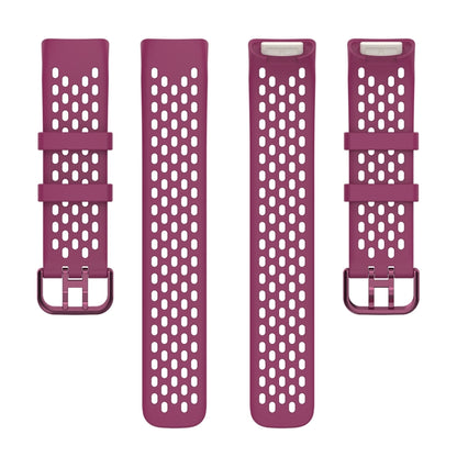 For Fitbit Charge 6 Solid Color Breathable Sports Silicone Watch Band(Wine Red) - Watch Bands by PMC Jewellery | Online Shopping South Africa | PMC Jewellery | Buy Now Pay Later Mobicred