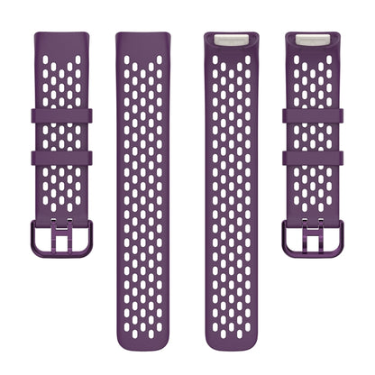 For Fitbit Charge 6 Solid Color Breathable Sports Silicone Watch Band(Dark Purple) - Watch Bands by PMC Jewellery | Online Shopping South Africa | PMC Jewellery | Buy Now Pay Later Mobicred