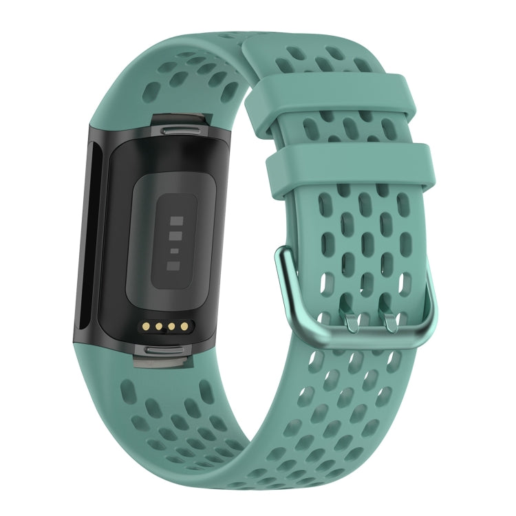 For Fitbit Charge 6 Solid Color Breathable Sports Silicone Watch Band(Pine Green) - Watch Bands by PMC Jewellery | Online Shopping South Africa | PMC Jewellery | Buy Now Pay Later Mobicred