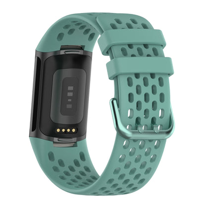 For Fitbit Charge 6 Solid Color Breathable Sports Silicone Watch Band(Pine Green) - Watch Bands by PMC Jewellery | Online Shopping South Africa | PMC Jewellery | Buy Now Pay Later Mobicred