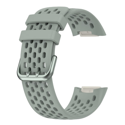 For Fitbit Charge 5 Solid Color Breathable Sports Silicone Watch Band(Gray) - Watch Bands by PMC Jewellery | Online Shopping South Africa | PMC Jewellery | Buy Now Pay Later Mobicred