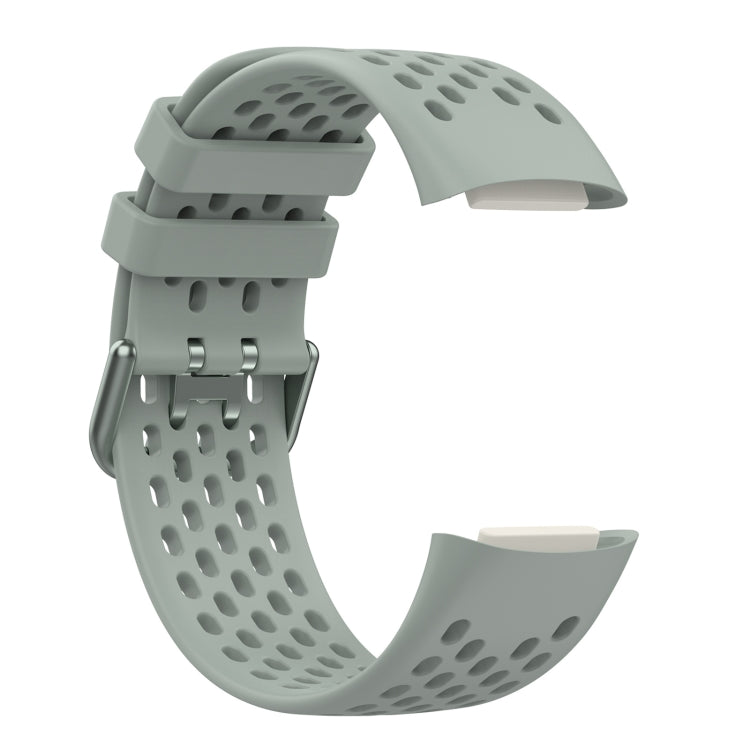 For Fitbit Charge 5 Solid Color Breathable Sports Silicone Watch Band(Gray) - Watch Bands by PMC Jewellery | Online Shopping South Africa | PMC Jewellery | Buy Now Pay Later Mobicred