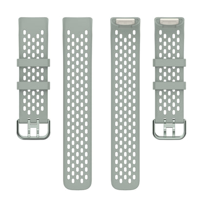 For Fitbit Charge 5 Solid Color Breathable Sports Silicone Watch Band(Gray) - Watch Bands by PMC Jewellery | Online Shopping South Africa | PMC Jewellery | Buy Now Pay Later Mobicred