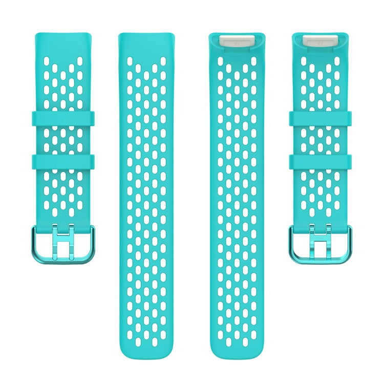 For Fitbit Charge 5 Solid Color Breathable Sports Silicone Watch Band(Teal Green) - Watch Bands by PMC TechLife | Online Shopping South Africa | PMC TechLife | Buy Now Pay Later Mobicred