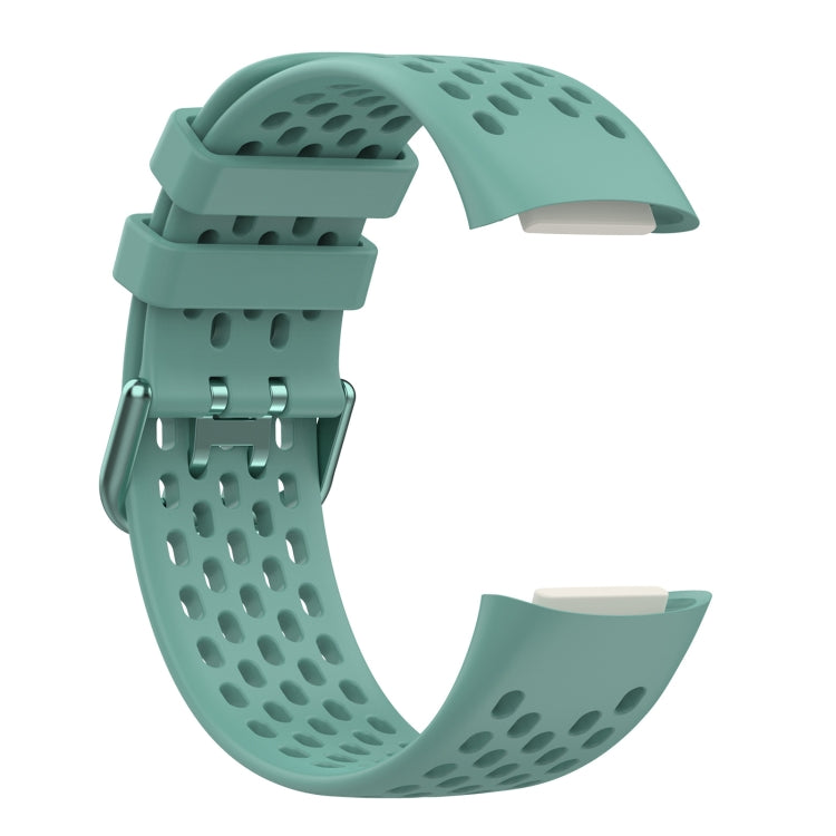 For Fitbit Charge 5 Solid Color Breathable Sports Silicone Watch Band(Pine Green) - Watch Bands by PMC Jewellery | Online Shopping South Africa | PMC Jewellery | Buy Now Pay Later Mobicred