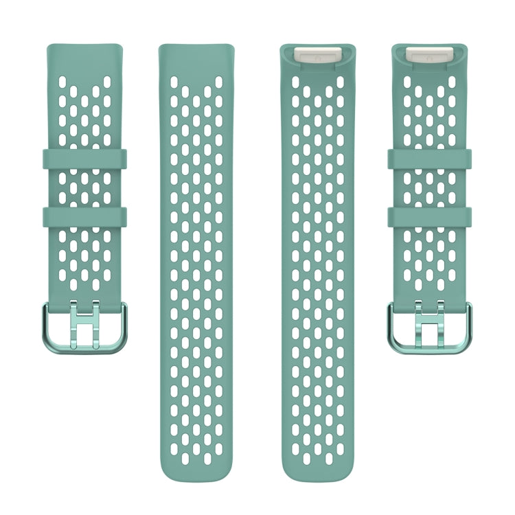 For Fitbit Charge 5 Solid Color Breathable Sports Silicone Watch Band(Pine Green) - Watch Bands by PMC Jewellery | Online Shopping South Africa | PMC Jewellery | Buy Now Pay Later Mobicred