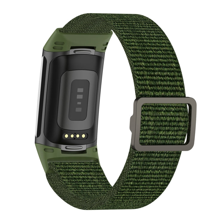 For Fitbit Charge 6 Elastic Nylon Braid Watch Band(Army Green) - Watch Bands by PMC Jewellery | Online Shopping South Africa | PMC Jewellery | Buy Now Pay Later Mobicred