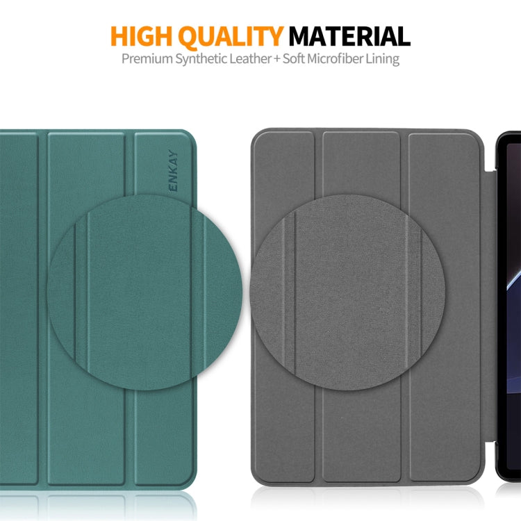 For Samsung Galaxy Tab A9+ 11.0 ENKAY Tri-fold Custer Texture Leather Smart Tablet Case(Dark Blue) - free shipping - PMc TechLife - Order now!