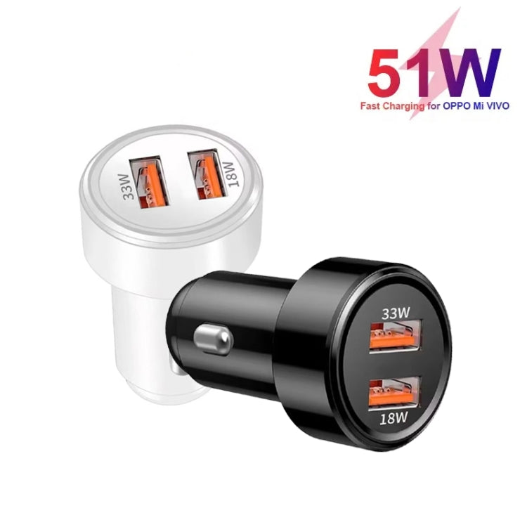 51W Dual Port QC3.0 USB 33W + 18W Fully Compatible Car Charger(Black) - Car Charger by PMC Jewellery | Online Shopping South Africa | PMC Jewellery | Buy Now Pay Later Mobicred