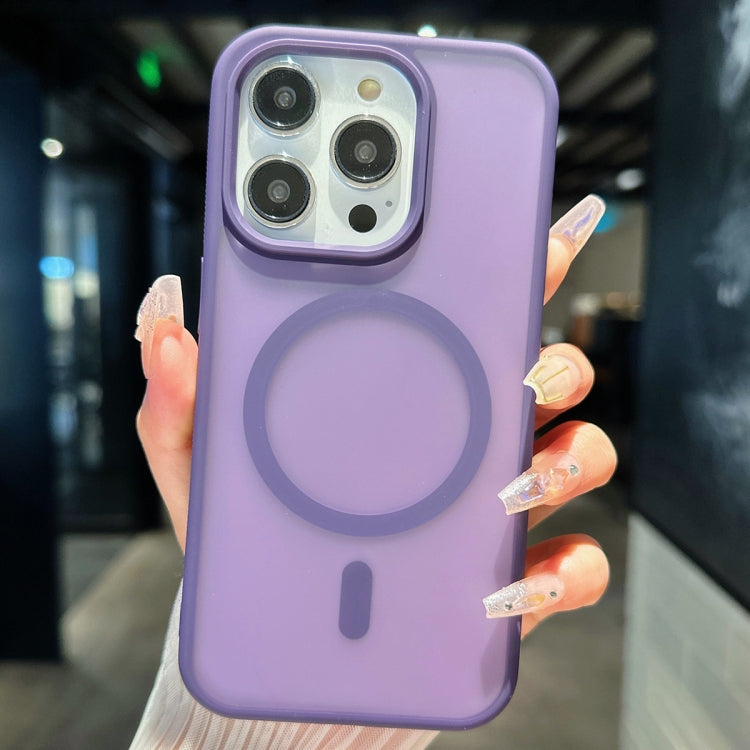 For iPhone 14 Pro Transparent TPU Hybrid PC Magsafe Phone Case(Purple) - iPhone 14 Pro Cases by PMC Jewellery | Online Shopping South Africa | PMC Jewellery