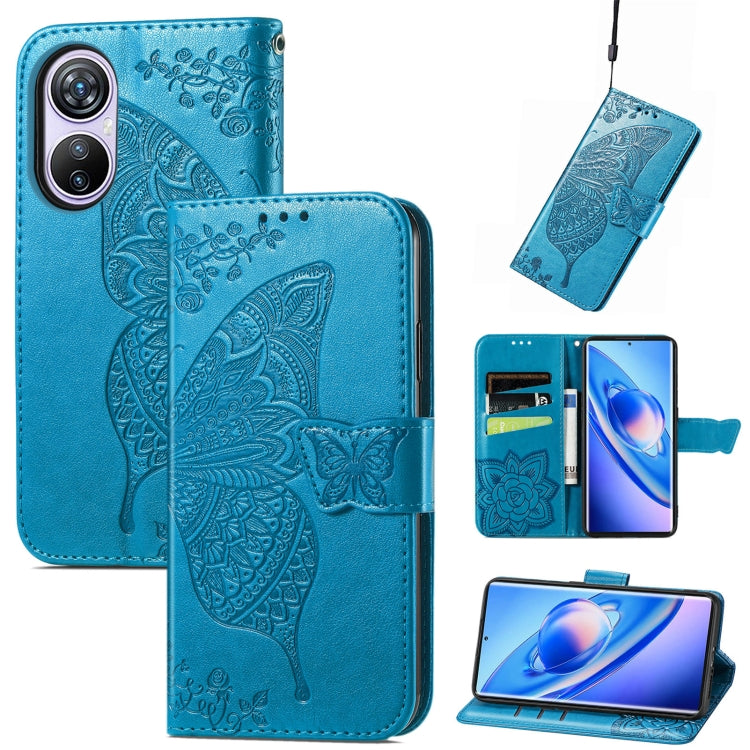 For Blackview A200 Pro Butterfly Love Flower Embossed Leather Phone Case(Blue) - More Brand by PMC Jewellery | Online Shopping South Africa | PMC Jewellery