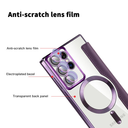 For Samsung Galaxy S22 Ultra 5G MagSafe Magnetic RFID Anti-theft Leather Phone Case(Purple) - Galaxy S22 Ultra 5G Cases by PMC Jewellery | Online Shopping South Africa | PMC Jewellery