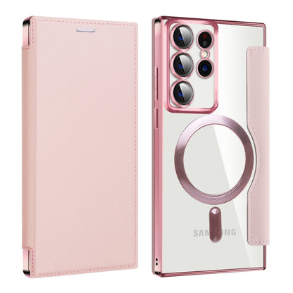 For Samsung Galaxy S22 Ultra 5G MagSafe Magnetic RFID Anti-theft Leather Phone Case(Pink) - Galaxy S22 Ultra 5G Cases by PMC Jewellery | Online Shopping South Africa | PMC Jewellery