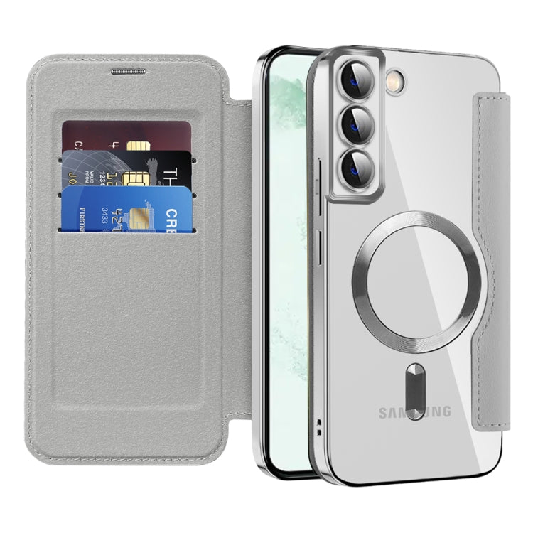 For Samsung Galaxy S22+ 5G Shield MagSafe RFID Anti-theft Leather Phone Case(Grey) - Galaxy S22+ 5G Cases by PMC Jewellery | Online Shopping South Africa | PMC Jewellery | Buy Now Pay Later Mobicred