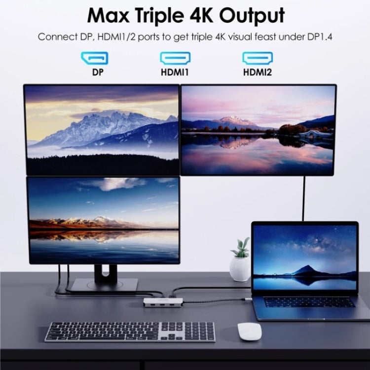 WAVLINK UMD304 Converter USB-C to Dual HD 4K 60Hz  HUB 7-in-1 Laptop Docking Station - USB HUB by WAVLINK | Online Shopping South Africa | PMC Jewellery | Buy Now Pay Later Mobicred