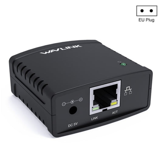 WAVLINK NU72P11 100Mbps Network Print Server USB 2.0 Network Printer Power Adapter(EU Plug) - Printer Accessories by WAVLINK | Online Shopping South Africa | PMC Jewellery | Buy Now Pay Later Mobicred