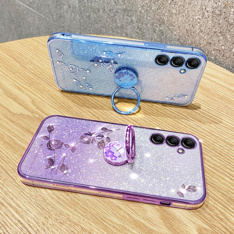 For Samsung Galaxy S25+ 5G Gradient Glitter Immortal Flower Ring All-inclusive Phone Case(Blue) - Galaxy S25+ 5G Cases by PMC Jewellery | Online Shopping South Africa | PMC Jewellery | Buy Now Pay Later Mobicred