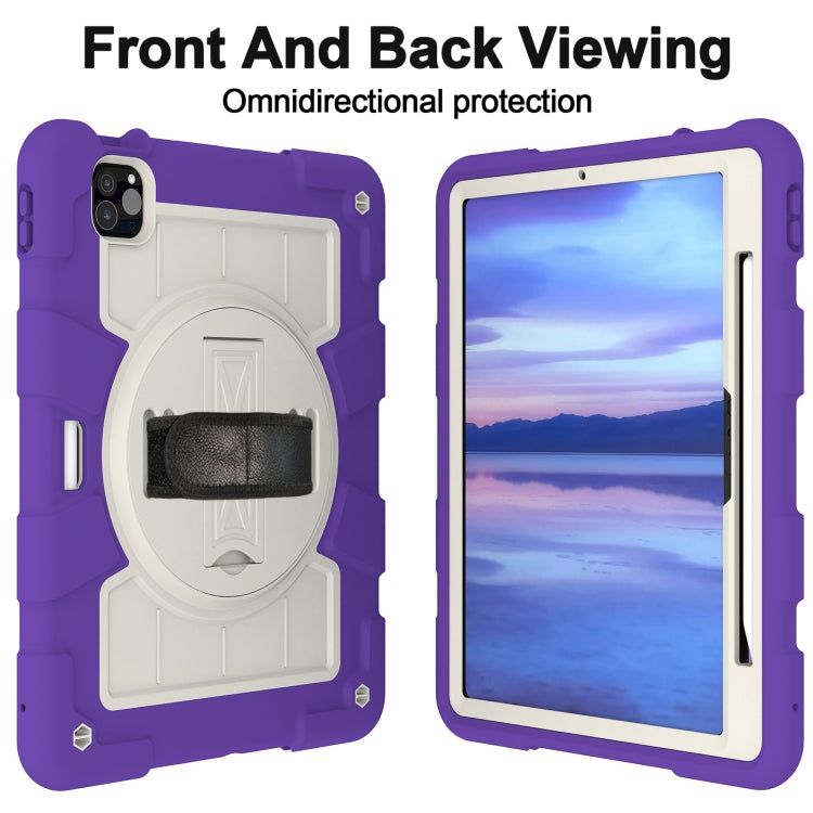 For iPad Air 11 2024 Silicone Hybrid PC Shockproof Tablet Case with Shoulder Strap(Catharanthus Roseus) - iPad Air 11 2024 Cases by PMC TechLife | Online Shopping South Africa | PMC TechLife | Buy Now Pay Later Mobicred