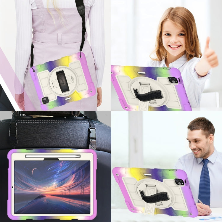 For iPad Air 11 2025 / 2024 Silicone Hybrid PC Shockproof Tablet Case with Shoulder Strap(Colorful Purple) - iPad Air 11 2025 / 2024 Cases by PMC Jewellery | Online Shopping South Africa | PMC Jewellery | Buy Now Pay Later Mobicred