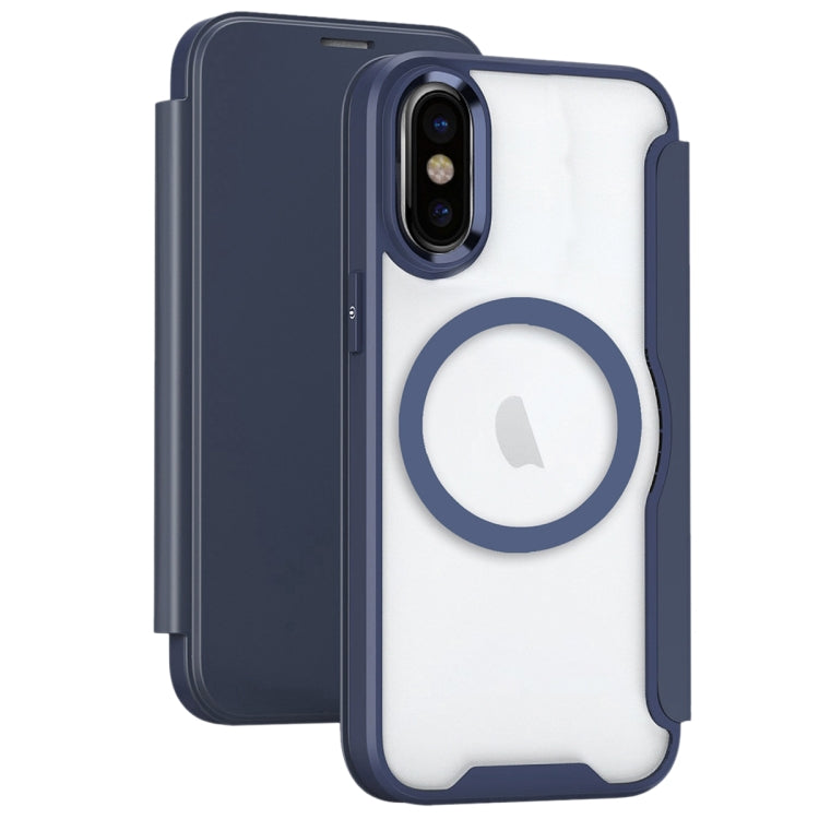 For iPhone X MagSafe RFID Blocking Adsorption Flip Leather Phone Case(Purple) - More iPhone Cases by PMC TechLife | Online Shopping South Africa | PMC TechLife