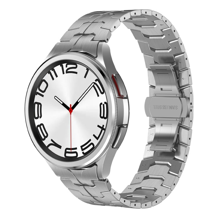 For Samsung Galaxy Watch 5 Pro Lron Man Curved Connection Stainless Steel Watch Band(Silver) - Watch Bands by PMC Jewellery | Online Shopping South Africa | PMC Jewellery