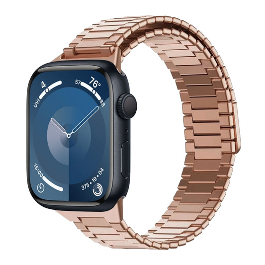 For Apple Watch Series 9 41mm Bamboo Magnetic Stainless Steel Metal Watch Strap(Rose Gold) - Watch Bands by PMC Jewellery | Online Shopping South Africa | PMC Jewellery