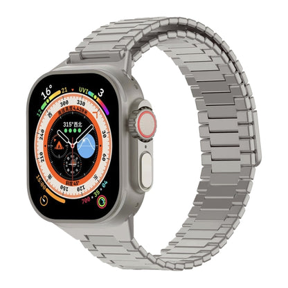 For Apple Watch Ultra 49mm  Bamboo Magnetic Stainless Steel Metal Watch Strap(Titanium Color) - Watch Bands by PMC Jewellery | Online Shopping South Africa | PMC Jewellery