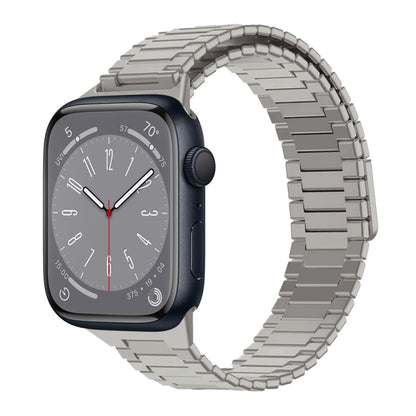 For Apple Watch Series 8 45mm Bamboo Magnetic Stainless Steel Metal Watch Strap(Titanium Color) - Watch Bands by PMC Jewellery | Online Shopping South Africa | PMC Jewellery