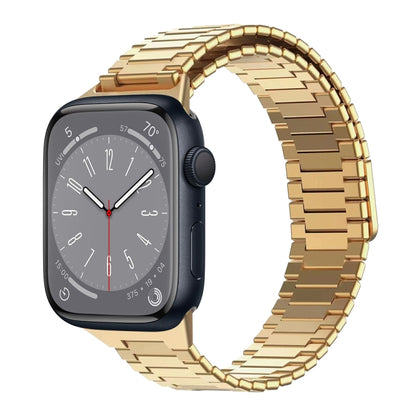 For Apple Watch Series 8 45mm Bamboo Magnetic Stainless Steel Metal Watch Strap(Gold) - Watch Bands by PMC Jewellery | Online Shopping South Africa | PMC Jewellery