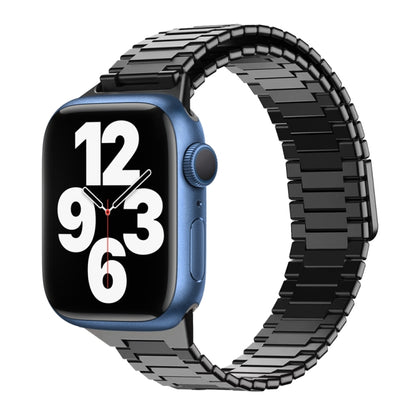 For Apple Watch Series 7 45mm Bamboo Magnetic Stainless Steel Metal Watch Strap(Black) - Watch Bands by PMC Jewellery | Online Shopping South Africa | PMC Jewellery