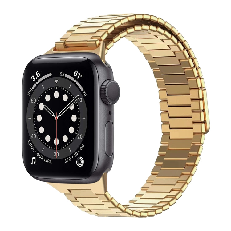 For Apple Watch Series 6 40mm Bamboo Magnetic Stainless Steel Metal Watch Strap(Gold) - Watch Bands by PMC Jewellery | Online Shopping South Africa | PMC Jewellery