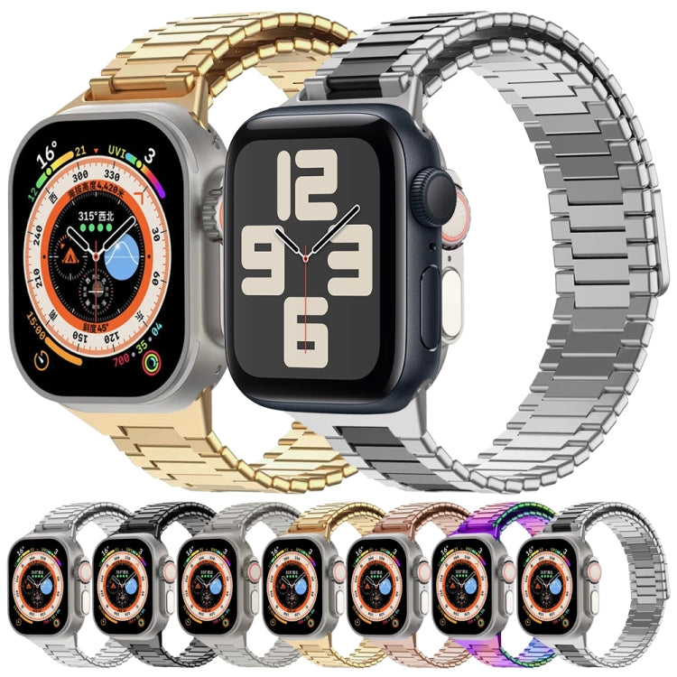 For Apple Watch Series 9 41mm Bamboo Magnetic Stainless Steel Metal Watch Strap(Silver Black) - Watch Bands by PMC Jewellery | Online Shopping South Africa | PMC Jewellery