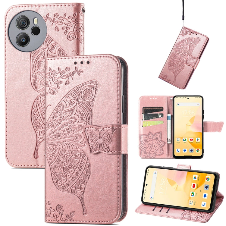 For Blackview Shark 8 Butterfly Love Flower Embossed Leather Phone Case(Rose Gold) - More Brand by PMC Jewellery | Online Shopping South Africa | PMC Jewellery