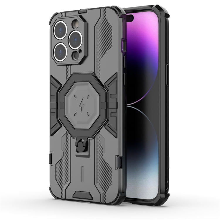 For iPhone 14 Pro Max MagSafe Supersonic Armor Holder PC Hybrid TPU Phone Case(Black) - iPhone 14 Pro Max Cases by PMC Jewellery | Online Shopping South Africa | PMC Jewellery