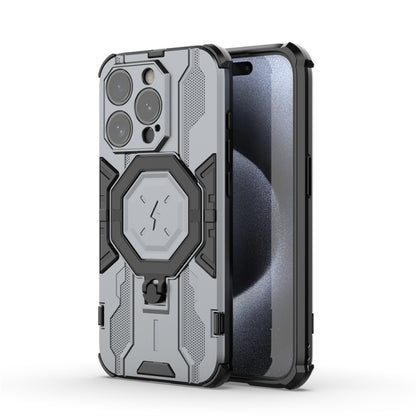 For iPhone 15 Pro MagSafe Supersonic Armor Holder PC Hybrid TPU Phone Case(Grey) - iPhone 15 Pro Cases by PMC Jewellery | Online Shopping South Africa | PMC Jewellery