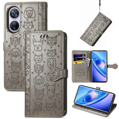 For Blackview A200 Pro Cat and Dog Embossed Leather Phone Case(Grey) - More Brand by PMC Jewellery | Online Shopping South Africa | PMC Jewellery