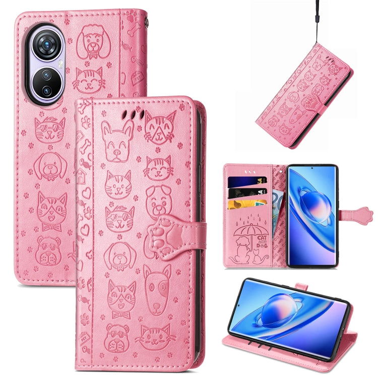 For Blackview A200 Pro Cat and Dog Embossed Leather Phone Case(Pink) - More Brand by PMC Jewellery | Online Shopping South Africa | PMC Jewellery