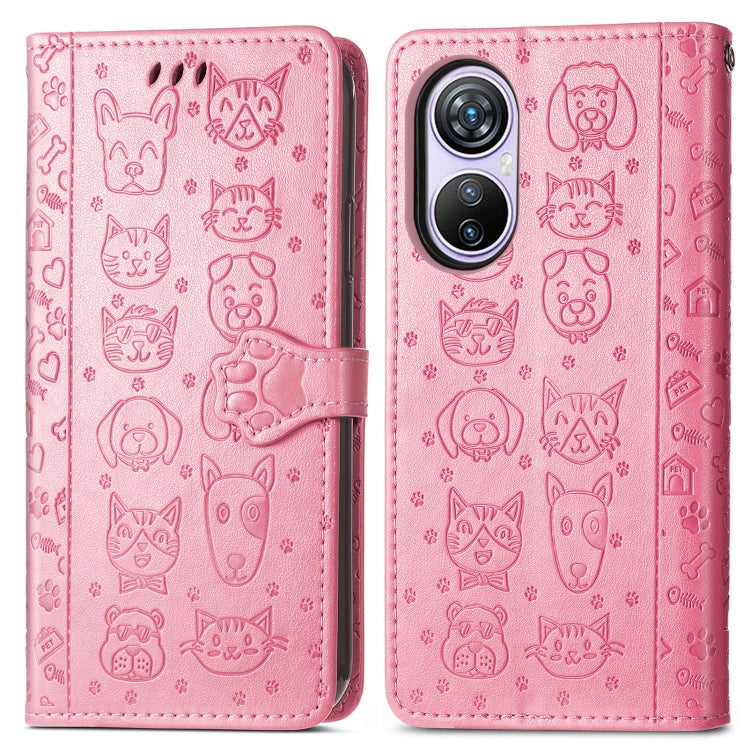 For Blackview A200 Pro Cat and Dog Embossed Leather Phone Case(Pink) - More Brand by PMC Jewellery | Online Shopping South Africa | PMC Jewellery