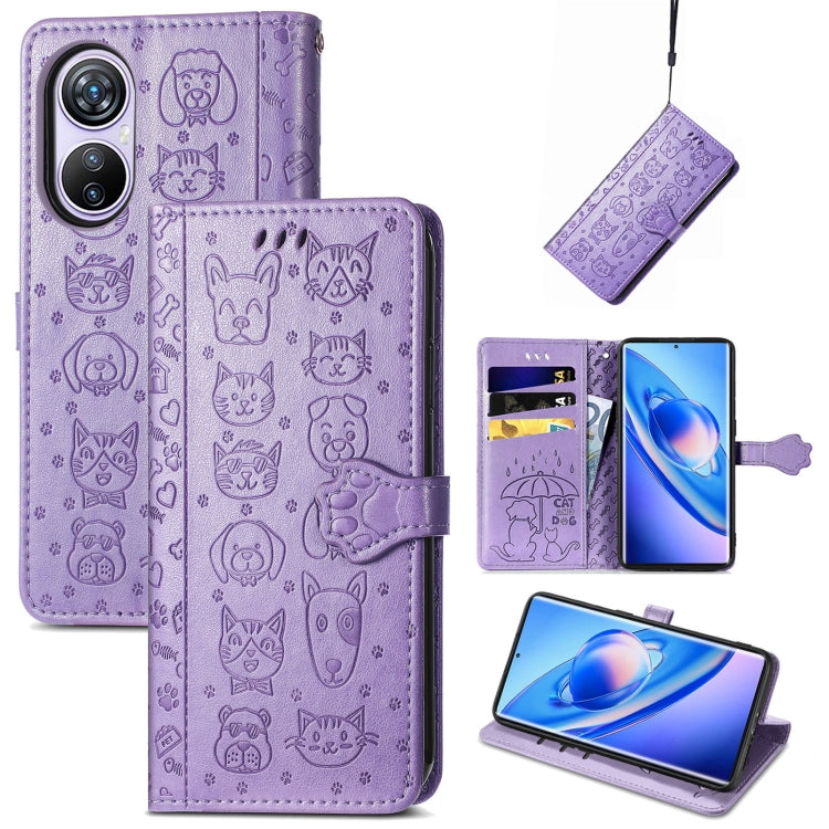 For Blackview A200 Pro Cat and Dog Embossed Leather Phone Case(Purple) - More Brand by PMC Jewellery | Online Shopping South Africa | PMC Jewellery