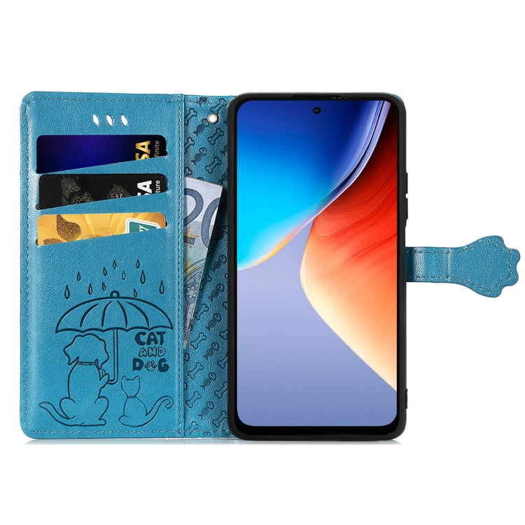 For Blackview A96 Cat and Dog Embossed Leather Phone Case(Blue) - More Brand by PMC TechLife | Online Shopping South Africa | PMC TechLife