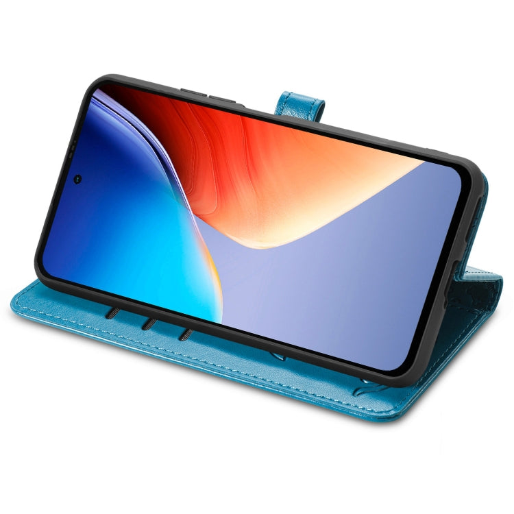For Blackview A96 Cat and Dog Embossed Leather Phone Case(Blue) - More Brand by PMC TechLife | Online Shopping South Africa | PMC TechLife