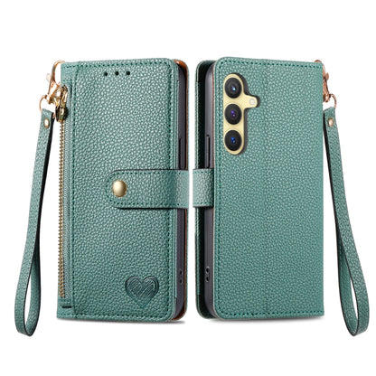 For Samsung Galaxy S24 5G Love Zipper Lanyard Leather Phone Case(Green) - Galaxy S24 5G Cases by PMC Jewellery | Online Shopping South Africa | PMC Jewellery | Buy Now Pay Later Mobicred