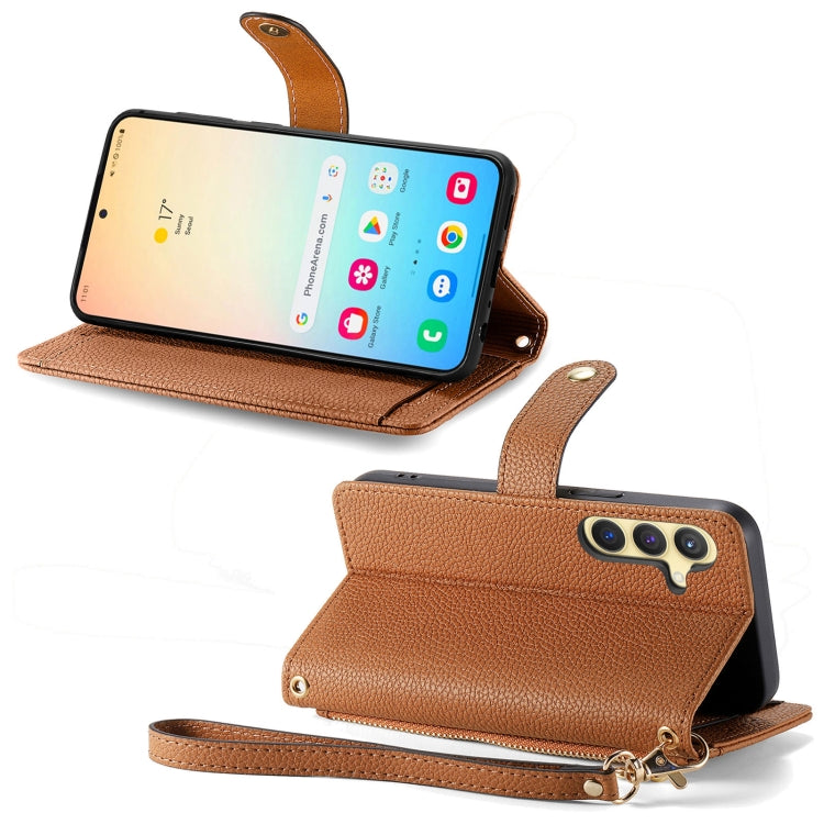 For Samsung Galaxy S24+ 5G Love Zipper Lanyard Leather Phone Case(Brown) - Galaxy S24+ 5G Cases by PMC Jewellery | Online Shopping South Africa | PMC Jewellery | Buy Now Pay Later Mobicred