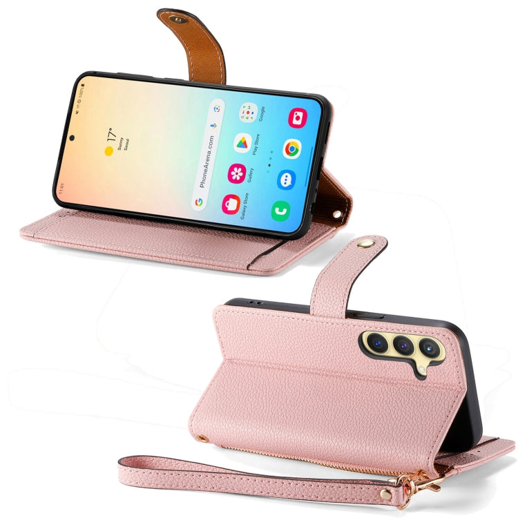 For Samsung Galaxy S24+ 5G Love Zipper Lanyard Leather Phone Case(Pink) - Galaxy S24+ 5G Cases by PMC Jewellery | Online Shopping South Africa | PMC Jewellery | Buy Now Pay Later Mobicred