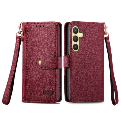 For Samsung Galaxy S24+ 5G Love Zipper Lanyard Leather Phone Case(Red) - Galaxy S24+ 5G Cases by PMC Jewellery | Online Shopping South Africa | PMC Jewellery | Buy Now Pay Later Mobicred